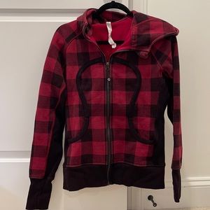 Lululemon red and black Buffalo check hoodie